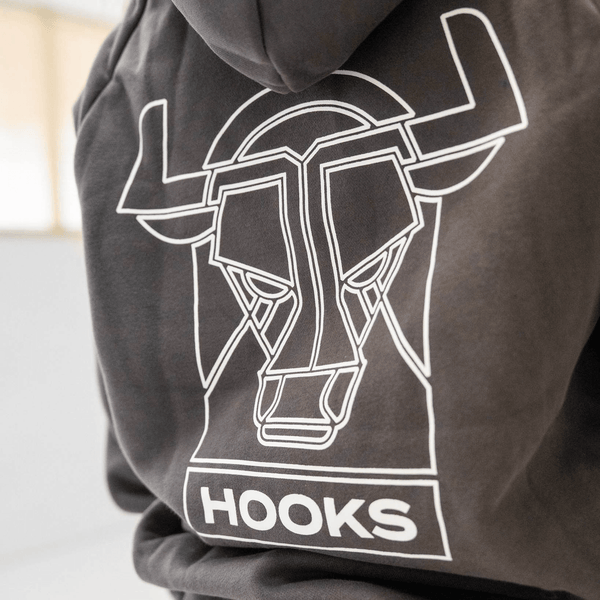 Close-up of Headstrong Hoodie back print and design details