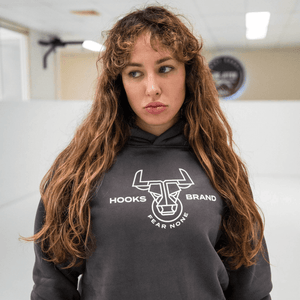 Front view of Headstrong Hoodie when worn