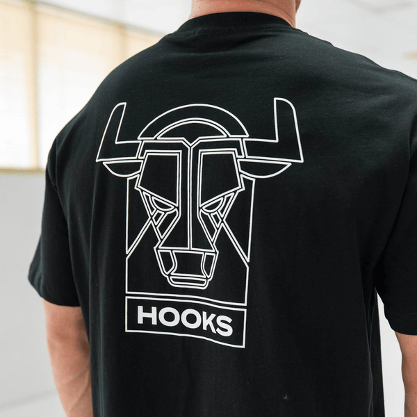 Close-up of back print on Hooks Headstrong Tee