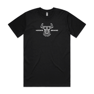  Flat lay front view of Hooks Headstrong Tee showing full chest print