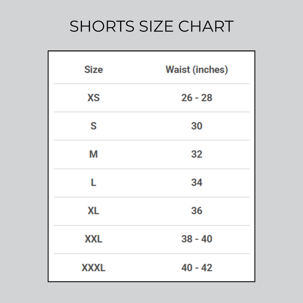 Shorts Size Chart