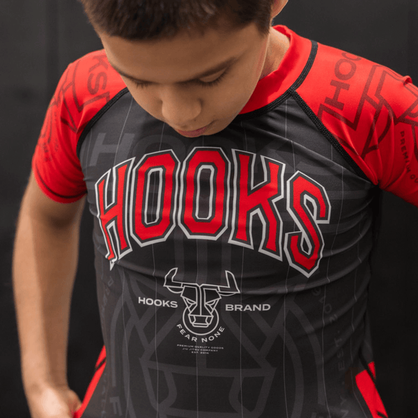 Close-up of chest print on Kids Headstrong Bulls Rashguard