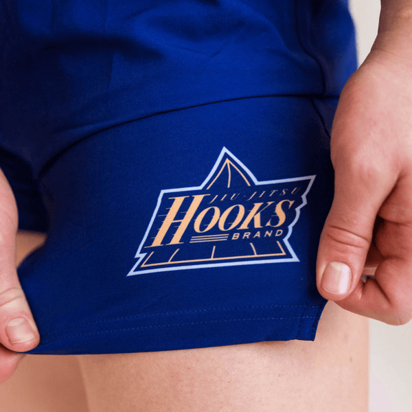 Close-up of the front print design on the Showtime shorts.