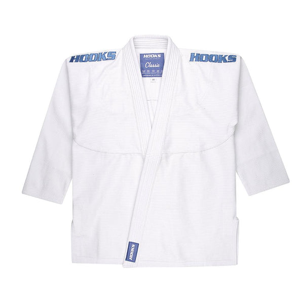 Hooks Classic BJJ Gi - White w/ Metallic Blue - Hooks Jiu-Jitsu