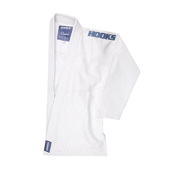 Hooks Classic BJJ Gi - White w/ Metallic Blue - Hooks Jiu-Jitsu