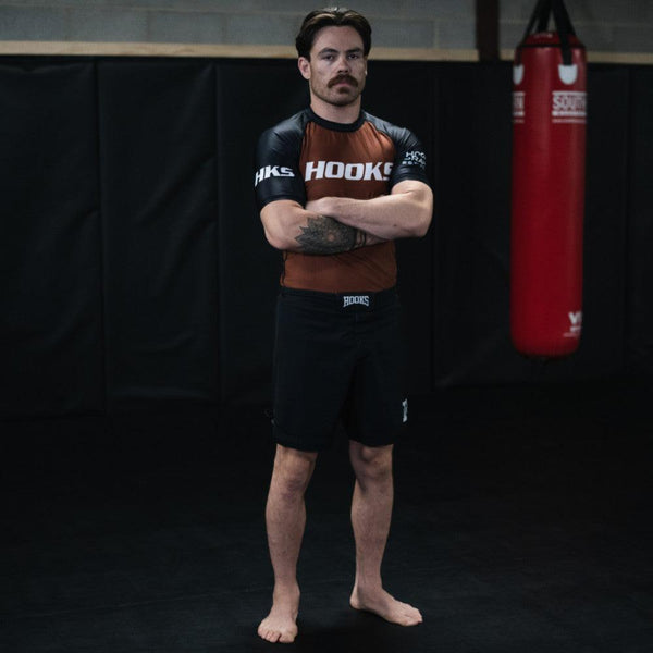 Hooks Short Sleeve Ranked Rashguard - Brown - Hooks Jiu-Jitsu