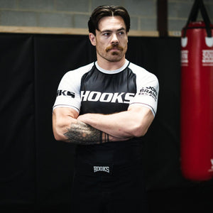 Hooks Short Sleeve Ranked Rashguard - White - Hooks Jiu-Jitsu