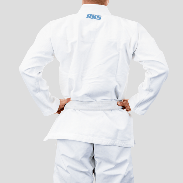 Hooks Classic BJJ Gi - White w/ Metallic Blue - Hooks Jiu-Jitsu