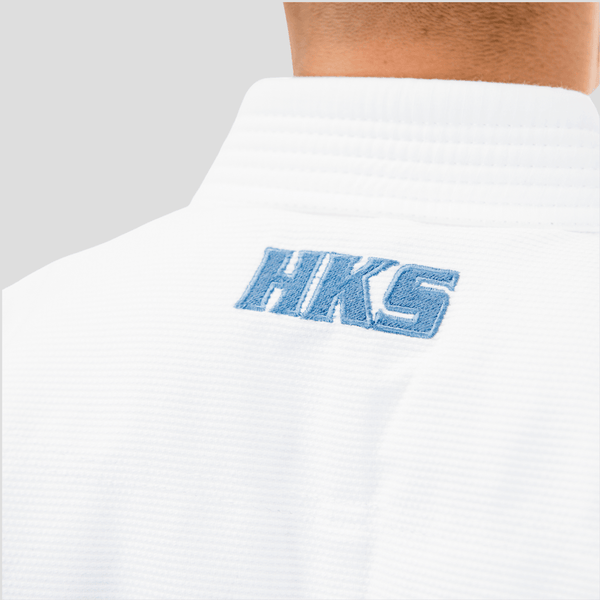 Hooks Classic BJJ Gi - White w/ Metallic Blue - Hooks Jiu-Jitsu