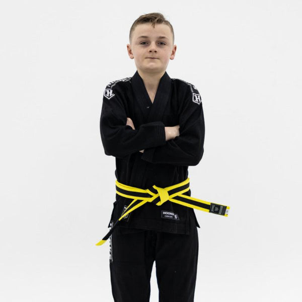 Kids Hooks Origin BJJ Gi - Black with White Belt - Hooks Jiu-Jitsu