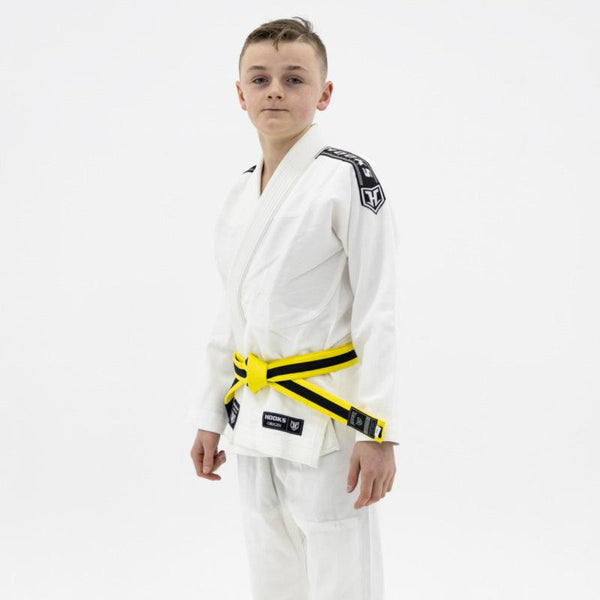 Kids Hooks Origin BJJ Gi - White with White Belt - Hooks Jiu-Jitsu