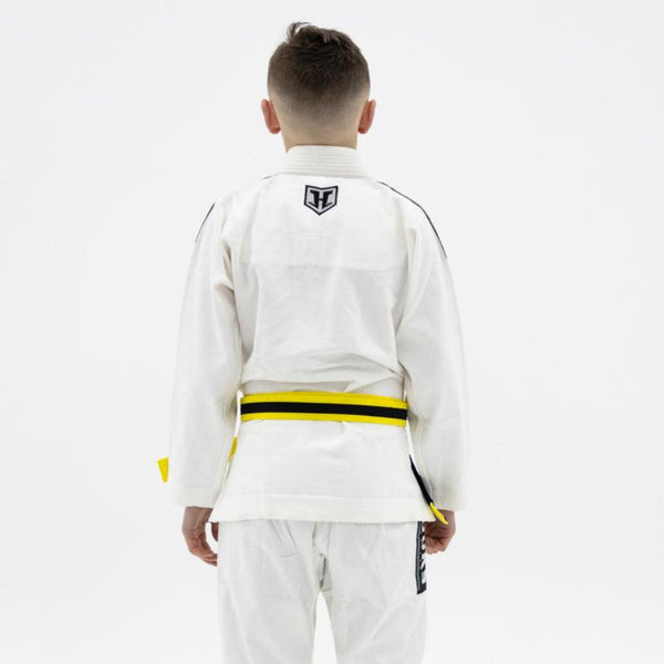 Kids Hooks Origin BJJ Gi - White with White Belt - Hooks Jiu-Jitsu