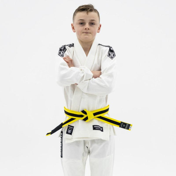 Kids Hooks Origin BJJ Gi - White with White Belt - Hooks Jiu-Jitsu