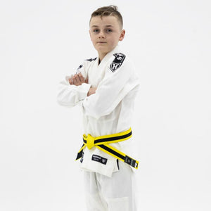 Kids Hooks Origin BJJ Gi - White with White Belt - Hooks Jiu-Jitsu
