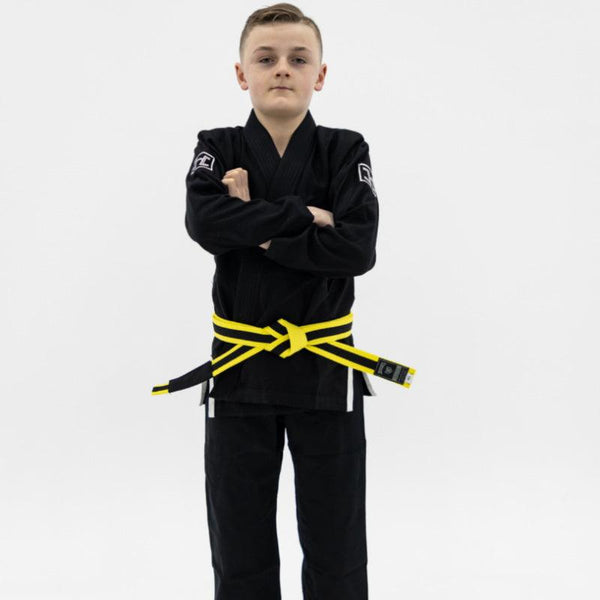 Hooks Kids Prolight II BJJ Gi - Jet Black w/ White includes White Belt - Hooks Jiu-Jitsu