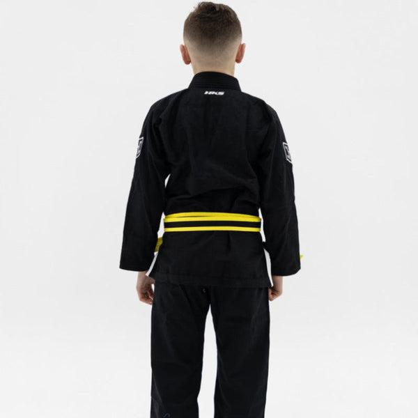 Hooks Kids Prolight II BJJ Gi - Jet Black w/ White includes White Belt - Hooks Jiu-Jitsu