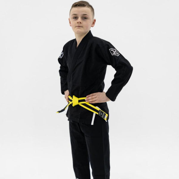 Hooks Kids Prolight II BJJ Gi - Jet Black w/ White includes White Belt - Hooks Jiu-Jitsu