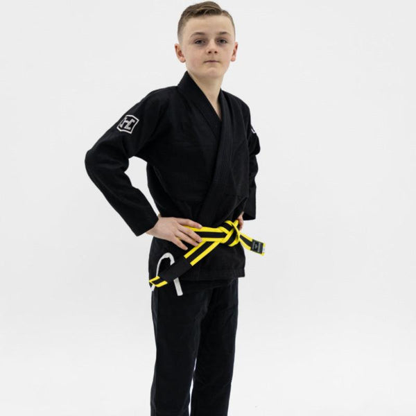 Hooks Kids Prolight II BJJ Gi - Jet Black w/ White includes White Belt - Hooks Jiu-Jitsu