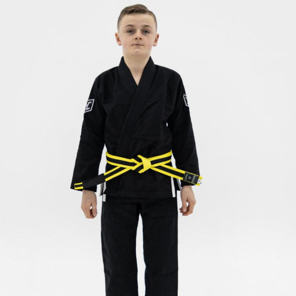 Hooks Kids Prolight II BJJ Gi - Jet Black w/ White includes White Belt - Hooks Jiu-Jitsu