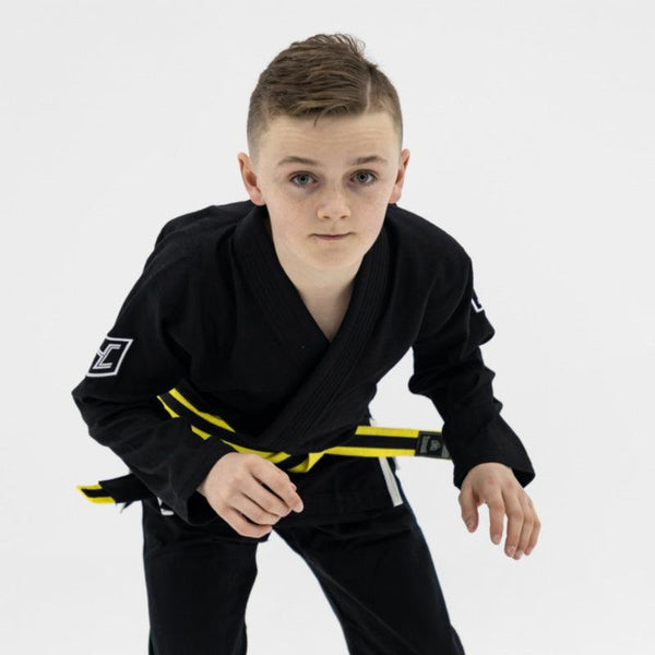 Hooks Kids Prolight II BJJ Gi - Jet Black w/ White includes White Belt - Hooks Jiu-Jitsu