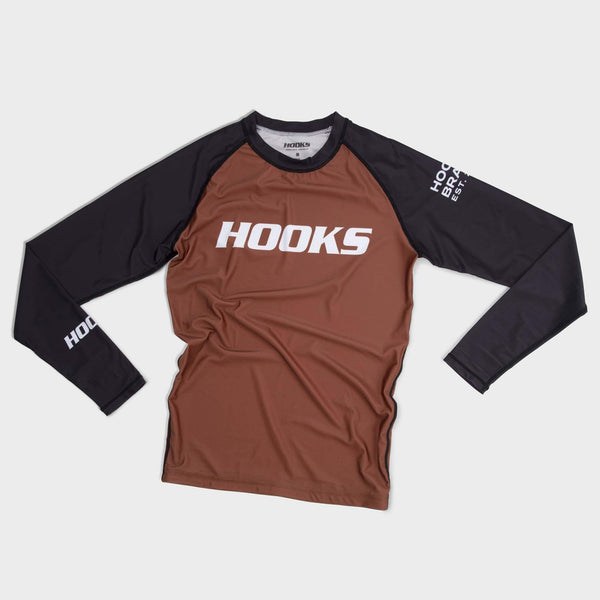 Hooks Long Sleeve Ranked Rashguard - Brown - Hooks Jiu-Jitsu