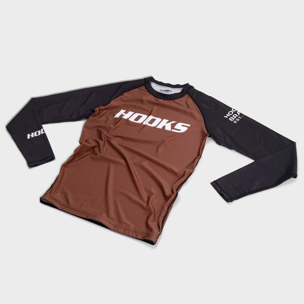 Hooks Long Sleeve Ranked Rashguard - Brown - Hooks Jiu-Jitsu