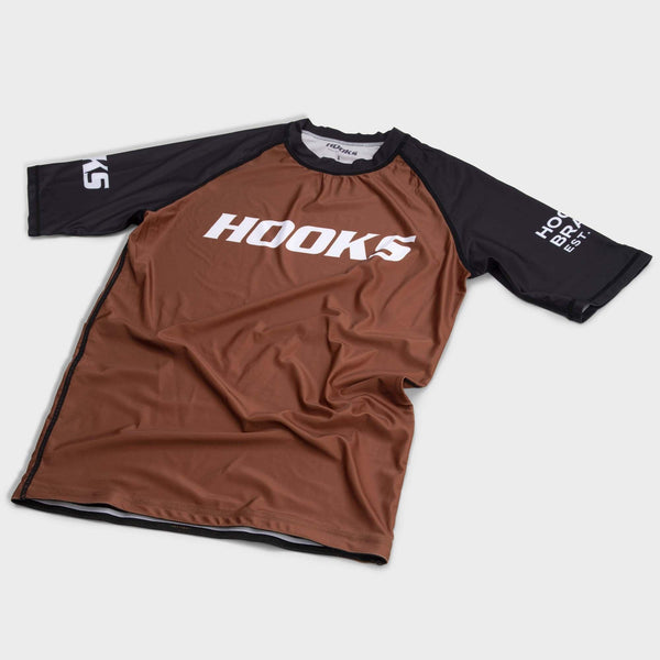 Hooks Short Sleeve Ranked Rashguard - Brown - Hooks Jiu-Jitsu