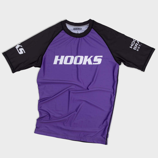Hooks Short Sleeve Ranked Rashguard - Purple - Hooks Jiu-Jitsu