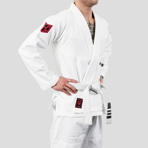 Hooks Ultra Light BJJ Gi - White w/ Black and Red - Hooks Jiu-Jitsu