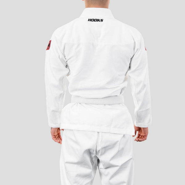 Hooks Ultra Light BJJ Gi - White w/ Black and Red - Hooks Jiu-Jitsu